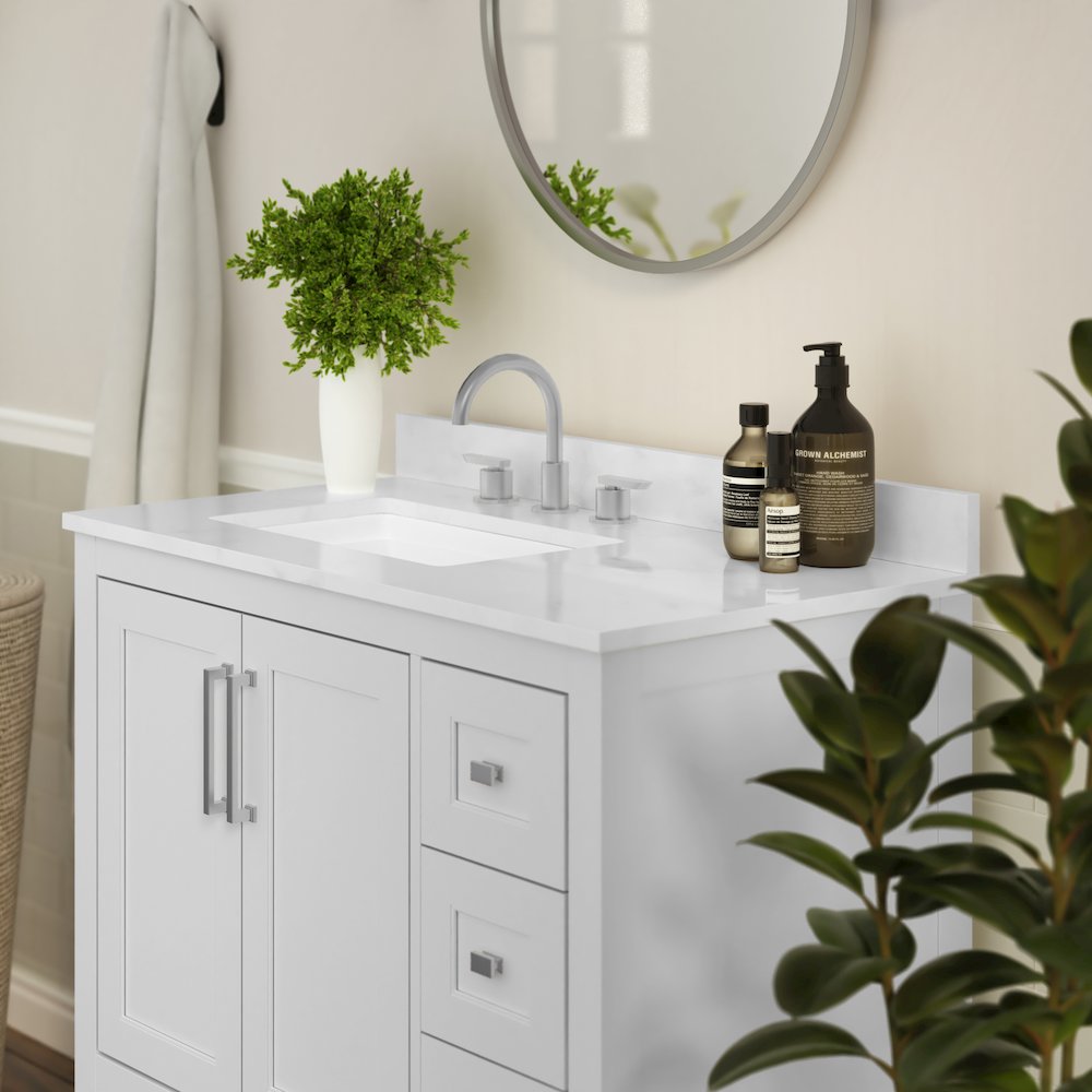 36 Inch Contemporary Bathroom Vanity with Storage Drawers and Sink Combo