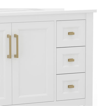 36in Bathroom Vanity with Storage Drawers and Sink Combo, White Frame