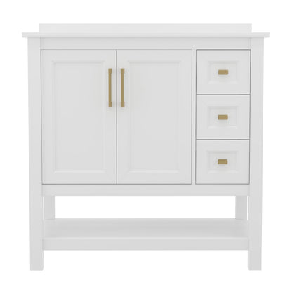 36in Bathroom Vanity with Storage Drawers and Sink Combo, White Frame