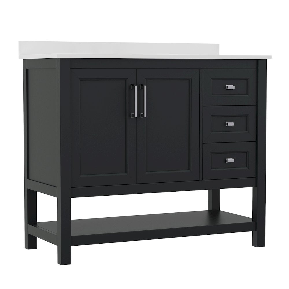 42in Bathroom Vanity with Storage Drawers and Sink Combo, Black Frame