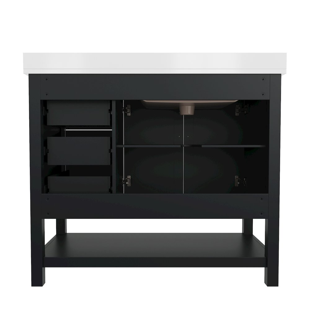 42in Bathroom Vanity with Storage Drawers and Sink Combo, Black Frame