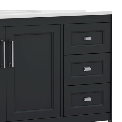 42in Bathroom Vanity with Storage Drawers and Sink Combo, Black Frame