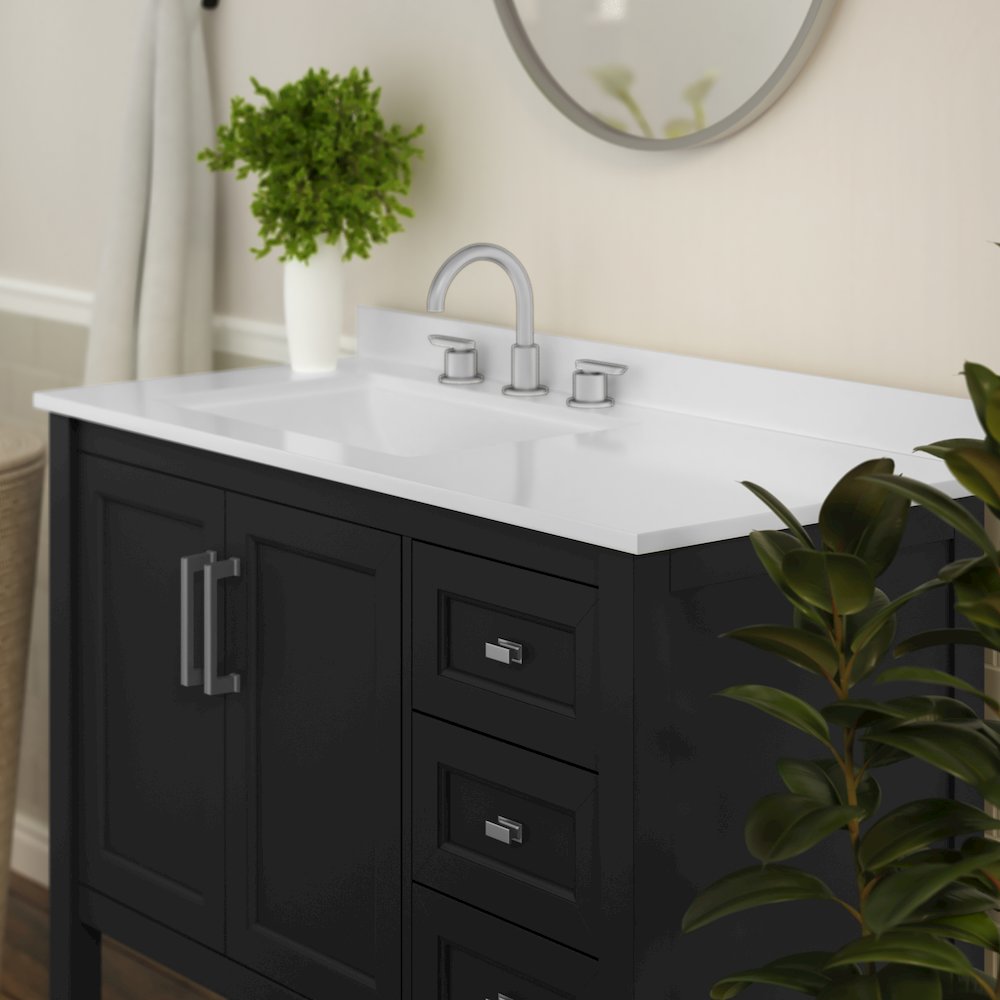42in Bathroom Vanity with Storage Drawers and Sink Combo, Black Frame