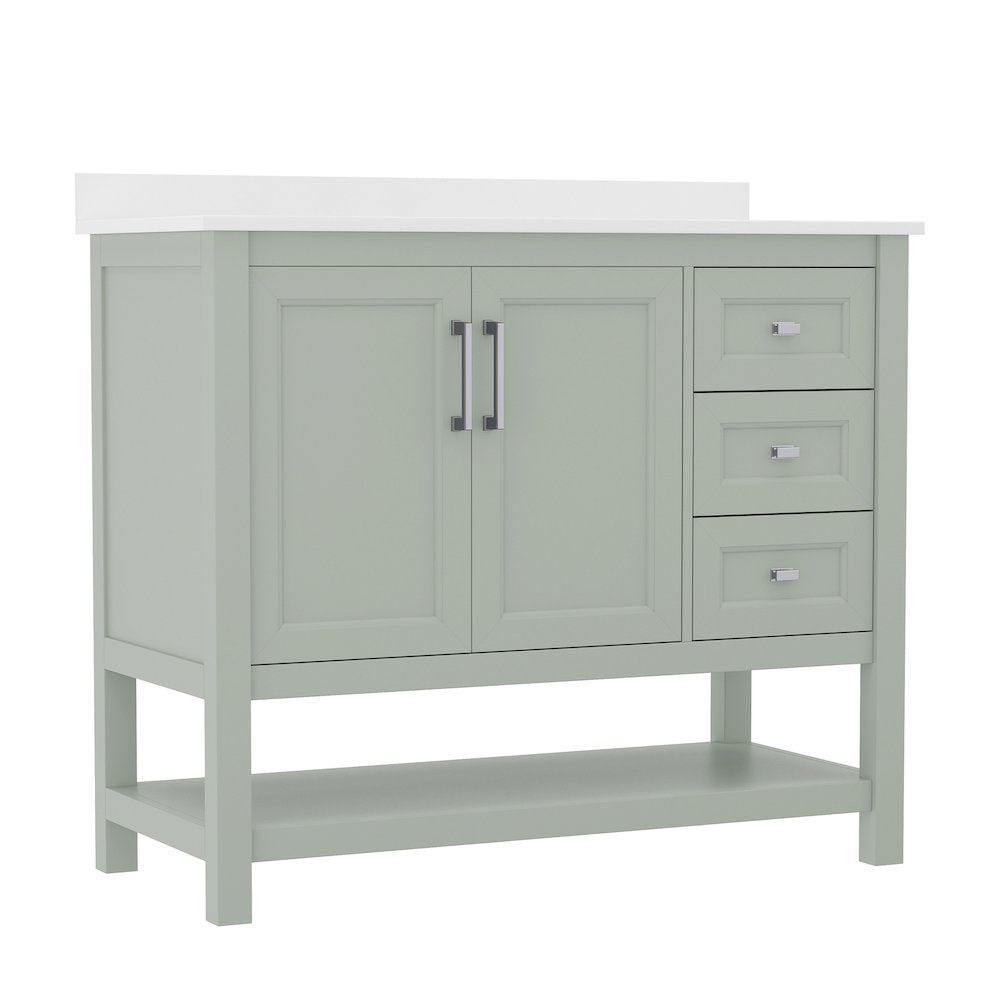 42in Bathroom Vanity with Storage Drawers and Sink Combo, Sage Frame