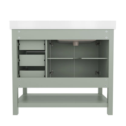 42in Bathroom Vanity with Storage Drawers and Sink Combo, Sage Frame