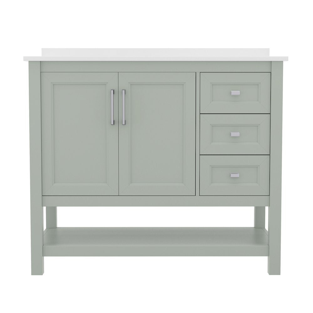 42in Bathroom Vanity with Storage Drawers and Sink Combo, Sage Frame