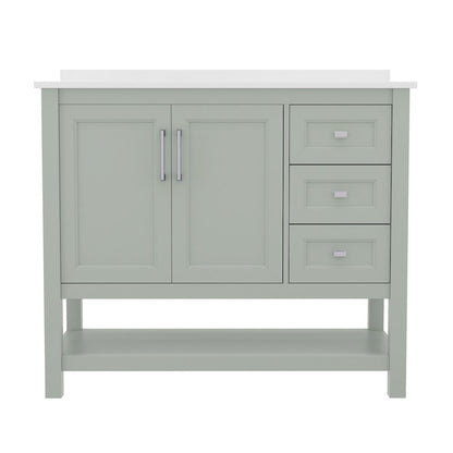 42in Bathroom Vanity with Storage Drawers and Sink Combo, Sage Frame