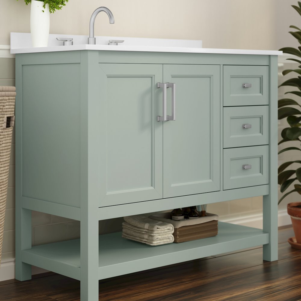 42in Bathroom Vanity with Storage Drawers and Sink Combo, Sage Frame