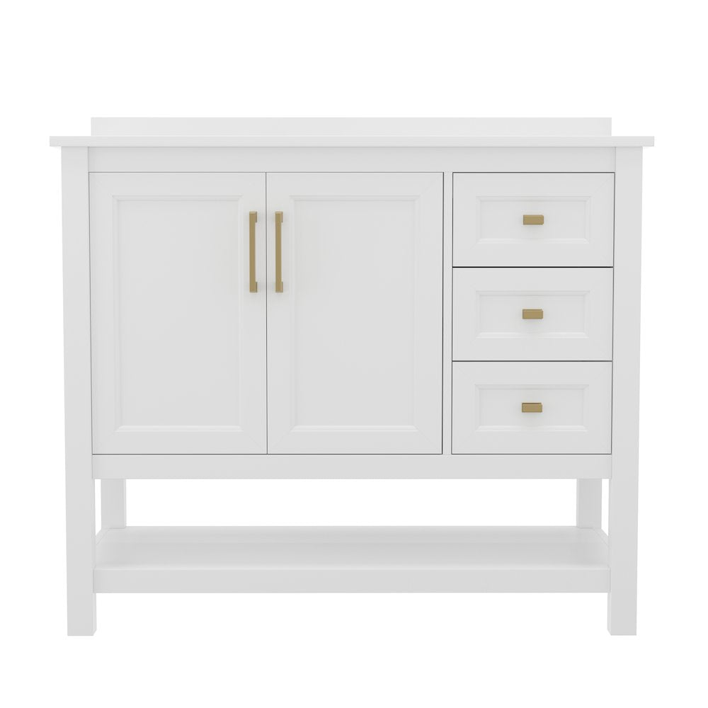 42in Bathroom Vanity with Storage Drawers and Sink Combo, White Frame