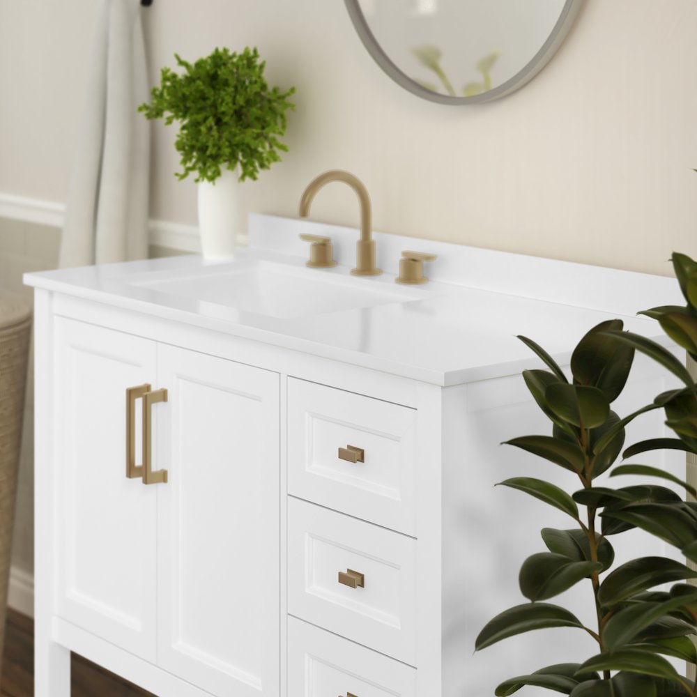 42in Bathroom Vanity with Storage Drawers and Sink Combo, White Frame