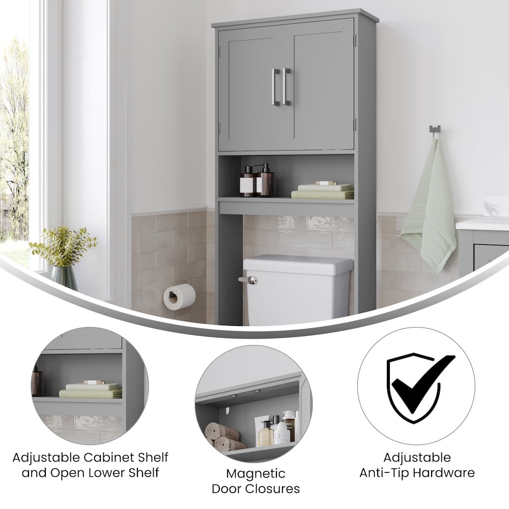 Modern Over the Toilet Bathroom Storage Cabinet Organizer, Gray