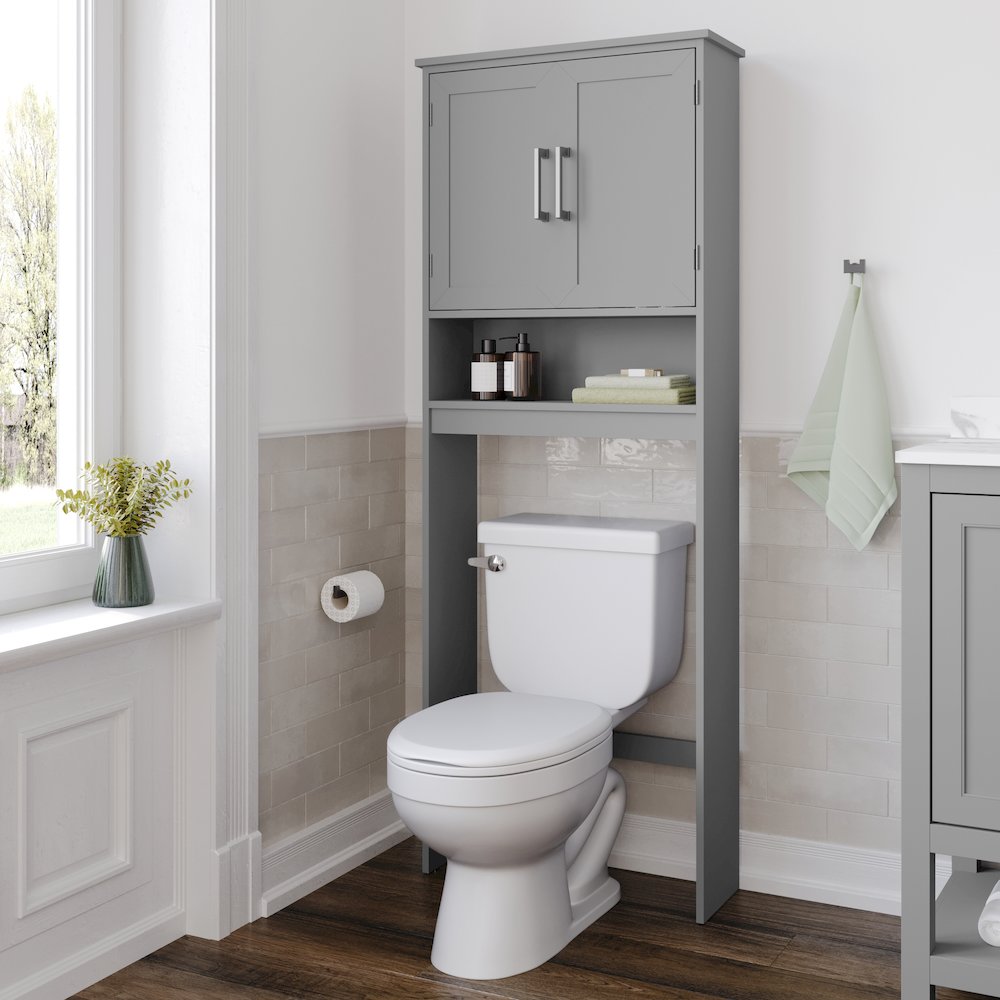 Modern Over the Toilet Bathroom Storage Cabinet Organizer, Gray