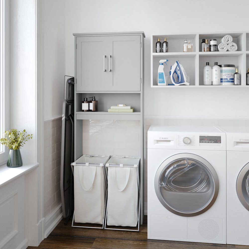 Modern Over the Toilet Bathroom Storage Cabinet Organizer, Gray
