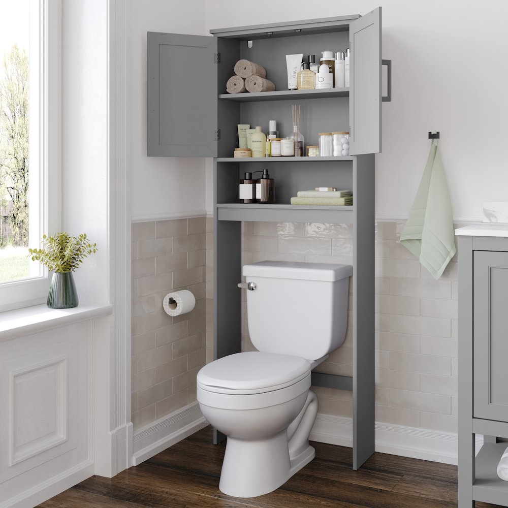Modern Over the Toilet Bathroom Storage Cabinet Organizer, Gray