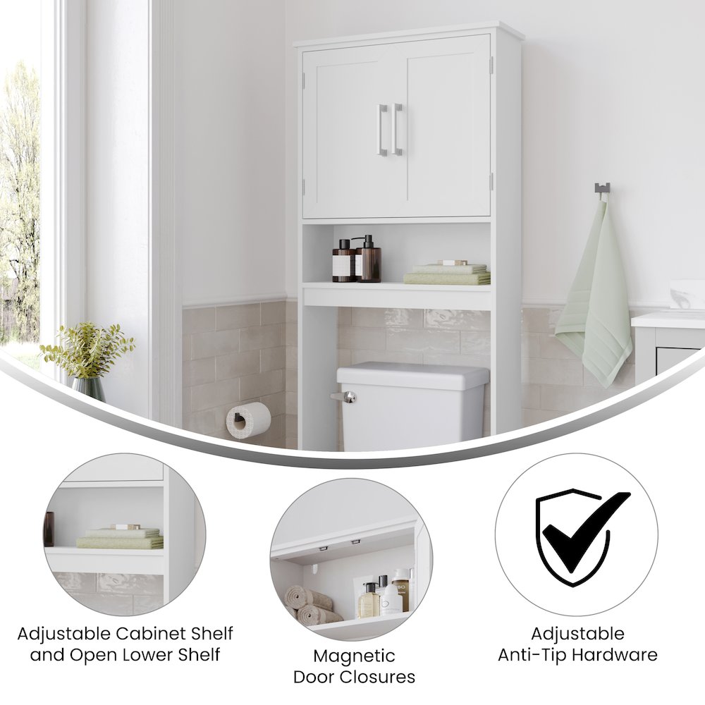 Modern Over the Toilet Bathroom Storage Cabinet Organizer, White