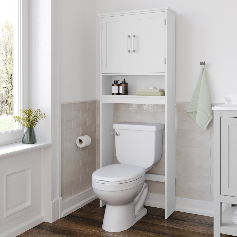 Modern Over the Toilet Bathroom Storage Cabinet Organizer, White