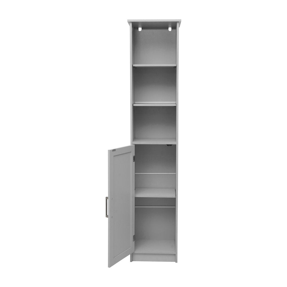 Modern Tall Linen Tower Storage Cabinet, Gray