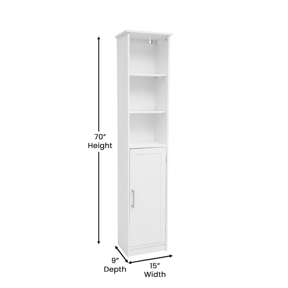 Modern Tall Linen Tower Storage Cabinet, White