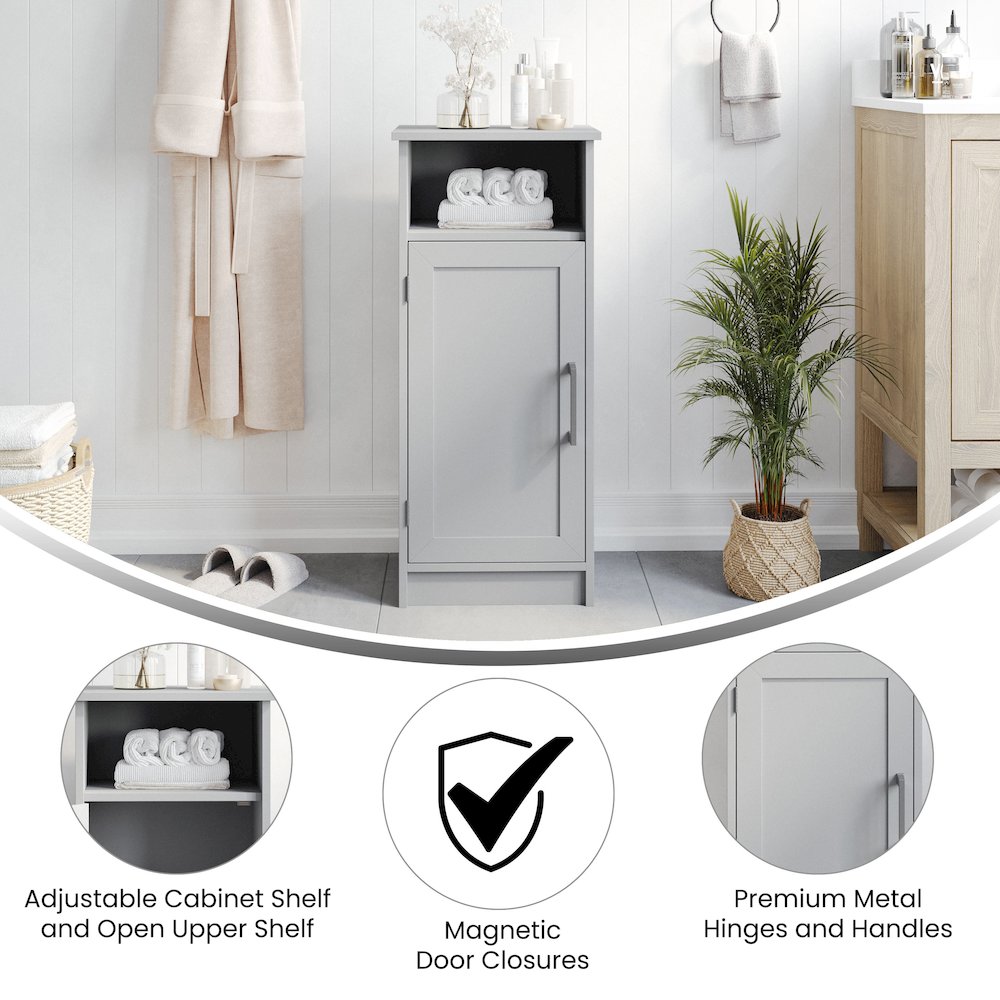 Modern Freestanding Bathroom Storage Cabinet Organizer, Gray