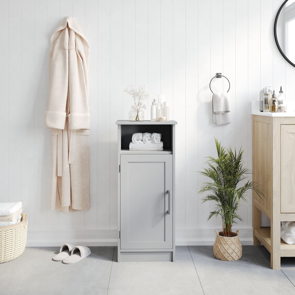 Modern Freestanding Bathroom Storage Cabinet Organizer, Gray