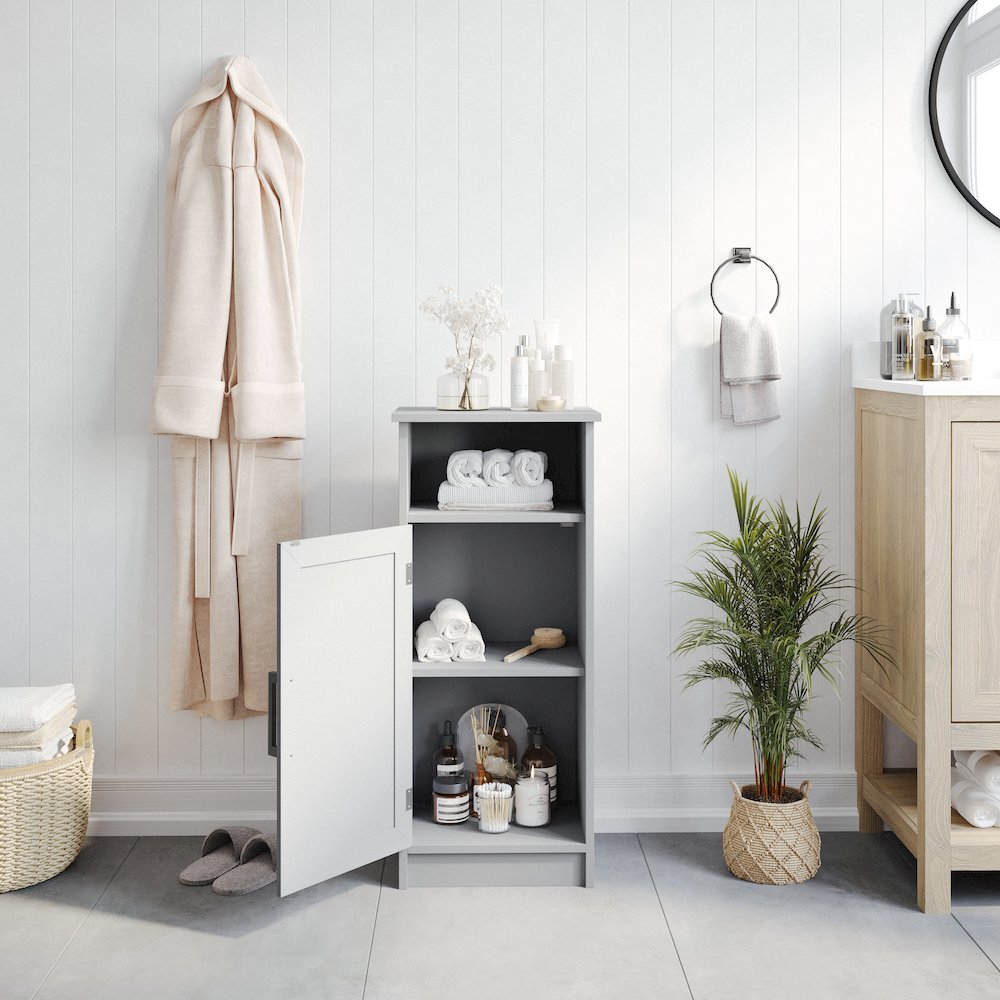 Modern Freestanding Bathroom Storage Cabinet Organizer, Gray