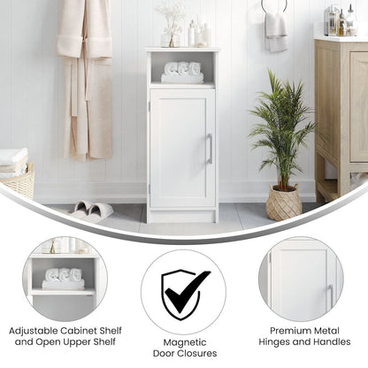 Modern Freestanding Bathroom Storage Cabinet Organizer, White