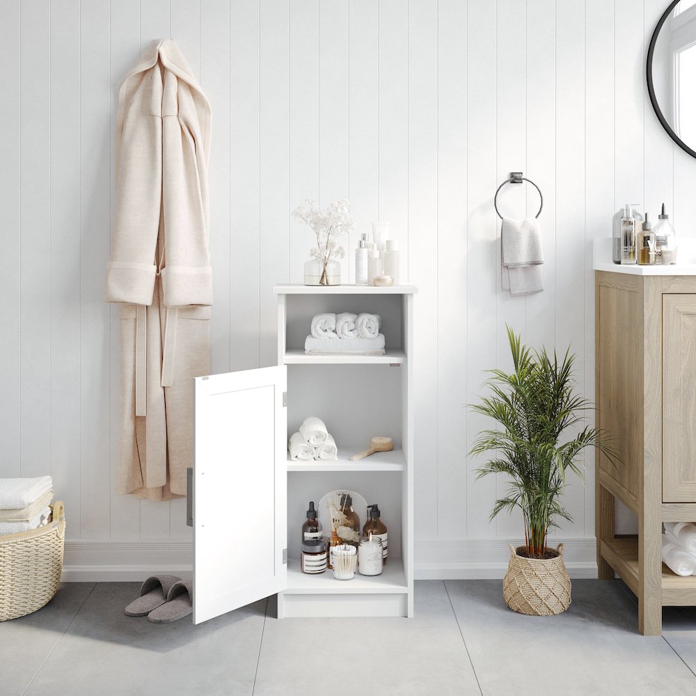 Modern Freestanding Bathroom Storage Cabinet Organizer, White