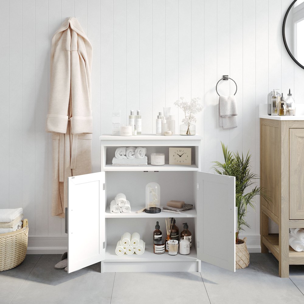 Modern Bathroom Storage Cabinet Organizer, White