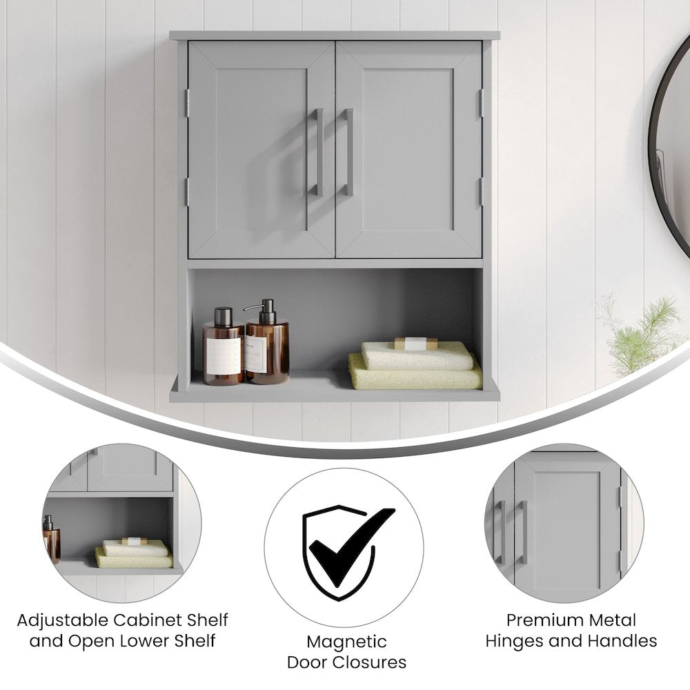 Modern Wall Mounted Bathroom Medicine Cabinet, Gray