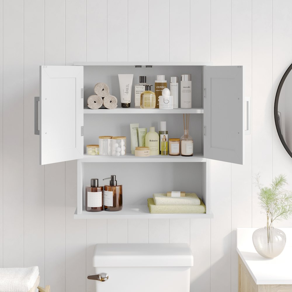 Modern Wall Mounted Bathroom Medicine Cabinet, White