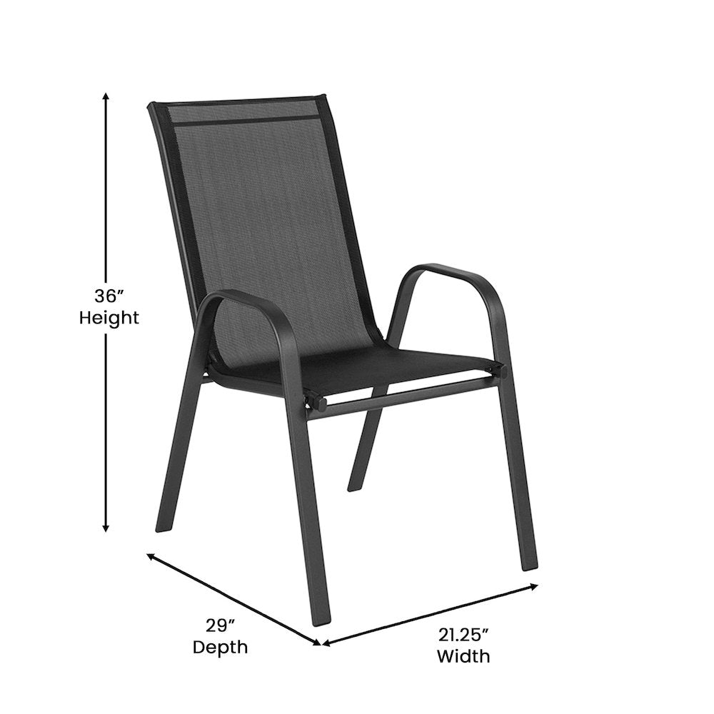 5 Piece Patio Dining Set with Patio Table with 4 Chairs, Black