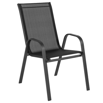 5 Piece Patio Dining Set with Patio Table with 4 Chairs, Black
