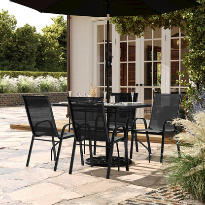 5 Piece Patio Dining Set with Patio Table with 4 Chairs, Black