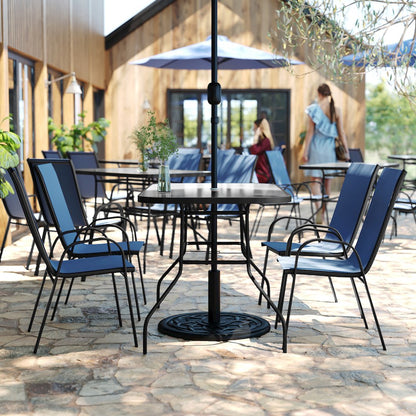 5 Piece Patio Dining Set with Patio Table with 4 Chairs, Navy