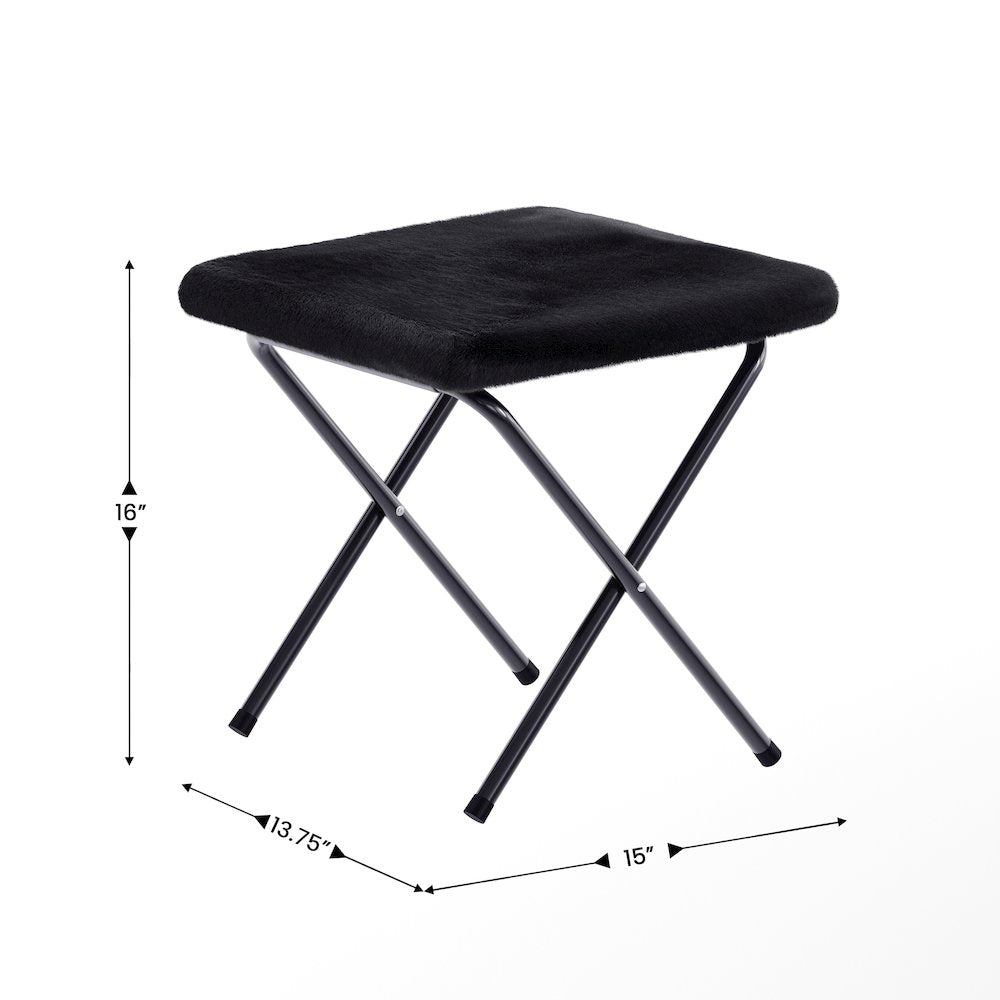 Contemporary Double Saucer Chair with 2 Ottomans, Black Fabric/Black Frame