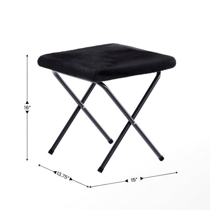 Contemporary Double Saucer Chair with 2 Ottomans, Black Fabric/Black Frame