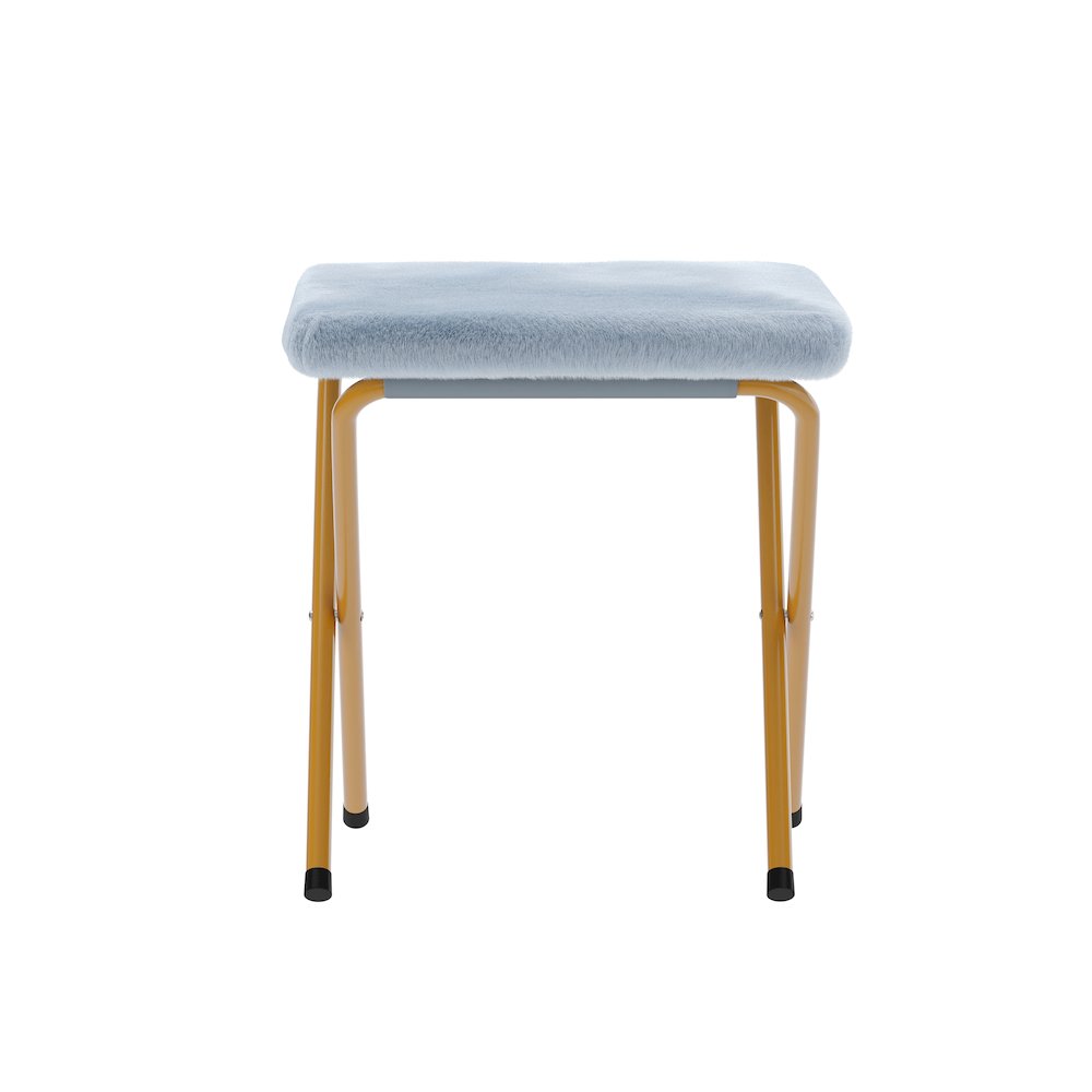Contemporary Double Saucer Chair with 2 Ottomans, Aqua Fabric/Soft Gold Frame