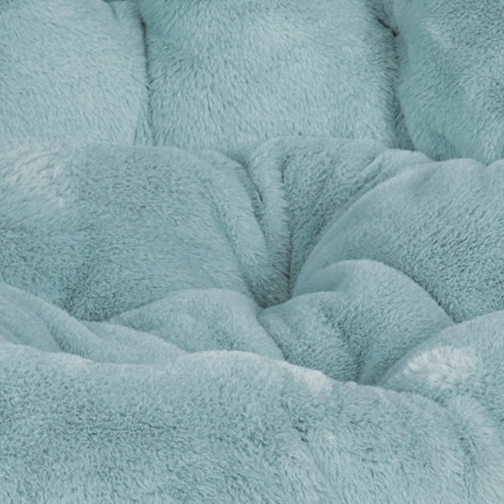 38" Portable Folding Saucer Moon Chair, Dusty Aqua Faux Fur/Soft Gold Frame