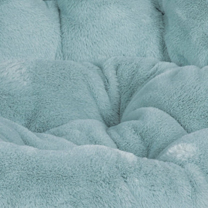 38" Portable Folding Saucer Moon Chair, Dusty Aqua Faux Fur/Soft Gold Frame