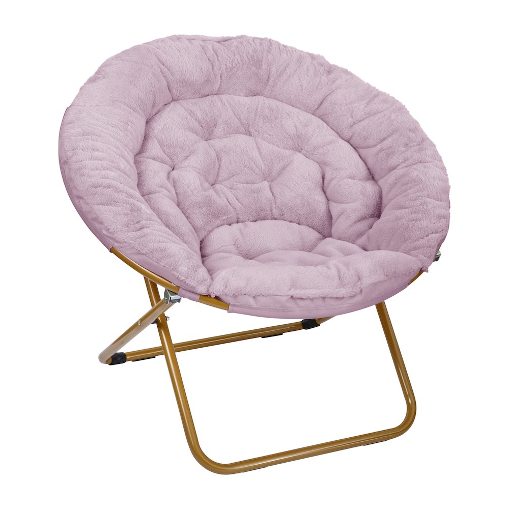 Oversized Folding Saucer Chair, Dusty Purple Fabric/ Soft Gold Frame
