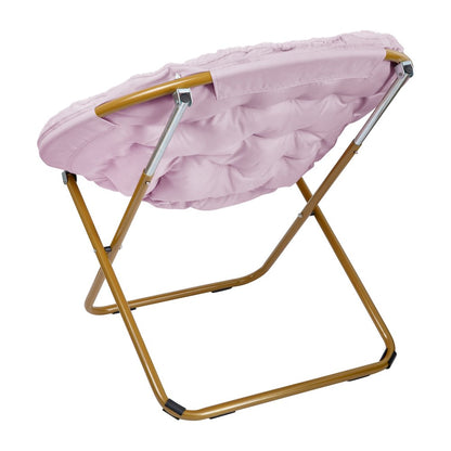 Oversized Folding Saucer Chair, Dusty Purple Fabric/ Soft Gold Frame