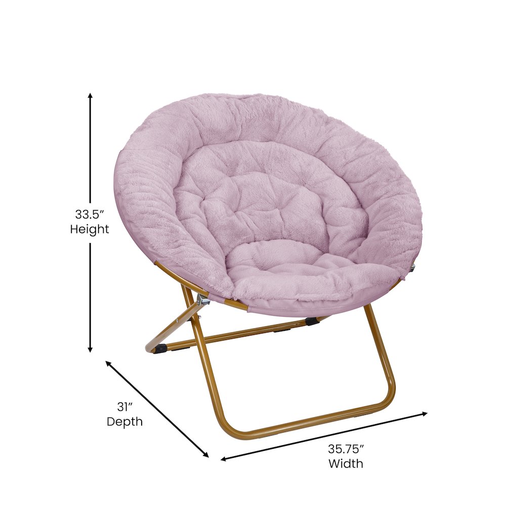 Oversized Folding Saucer Chair, Dusty Purple Fabric/ Soft Gold Frame