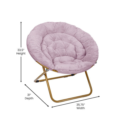 Oversized Folding Saucer Chair, Dusty Purple Fabric/ Soft Gold Frame