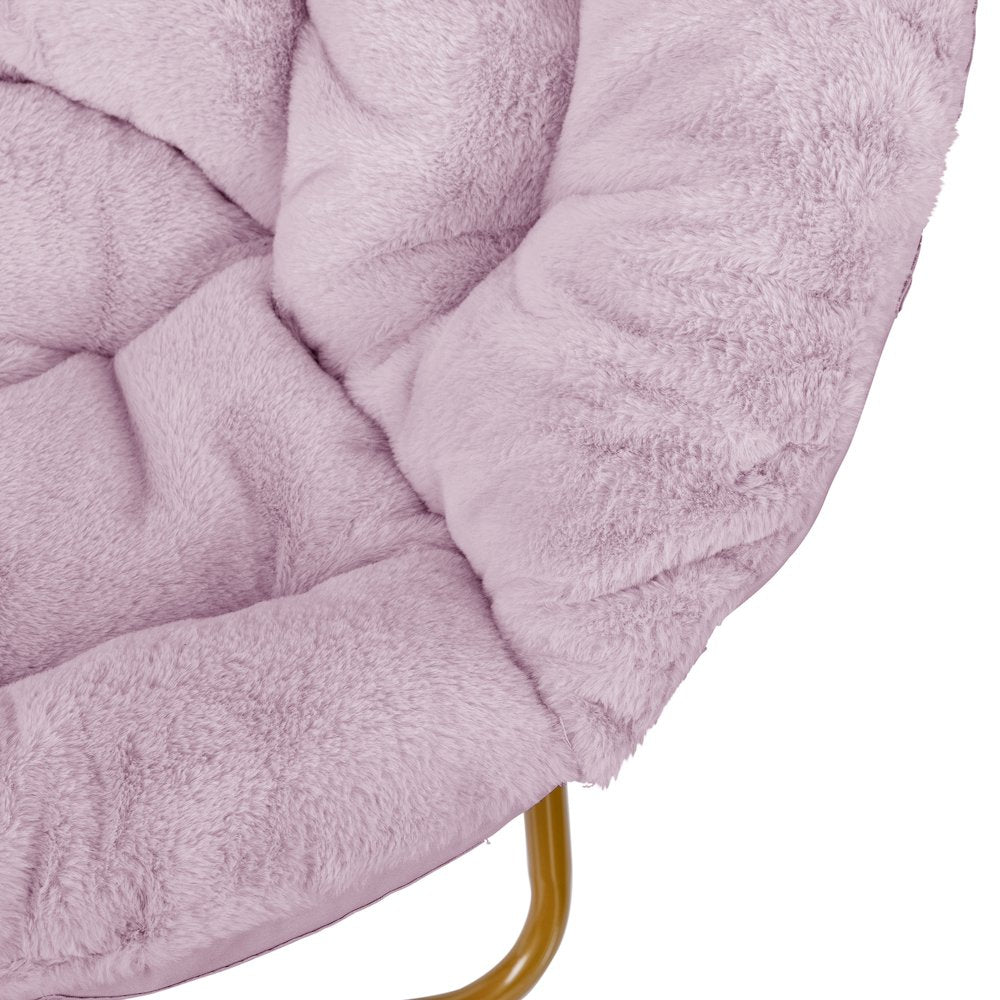Oversized Folding Saucer Chair, Dusty Purple Fabric/ Soft Gold Frame