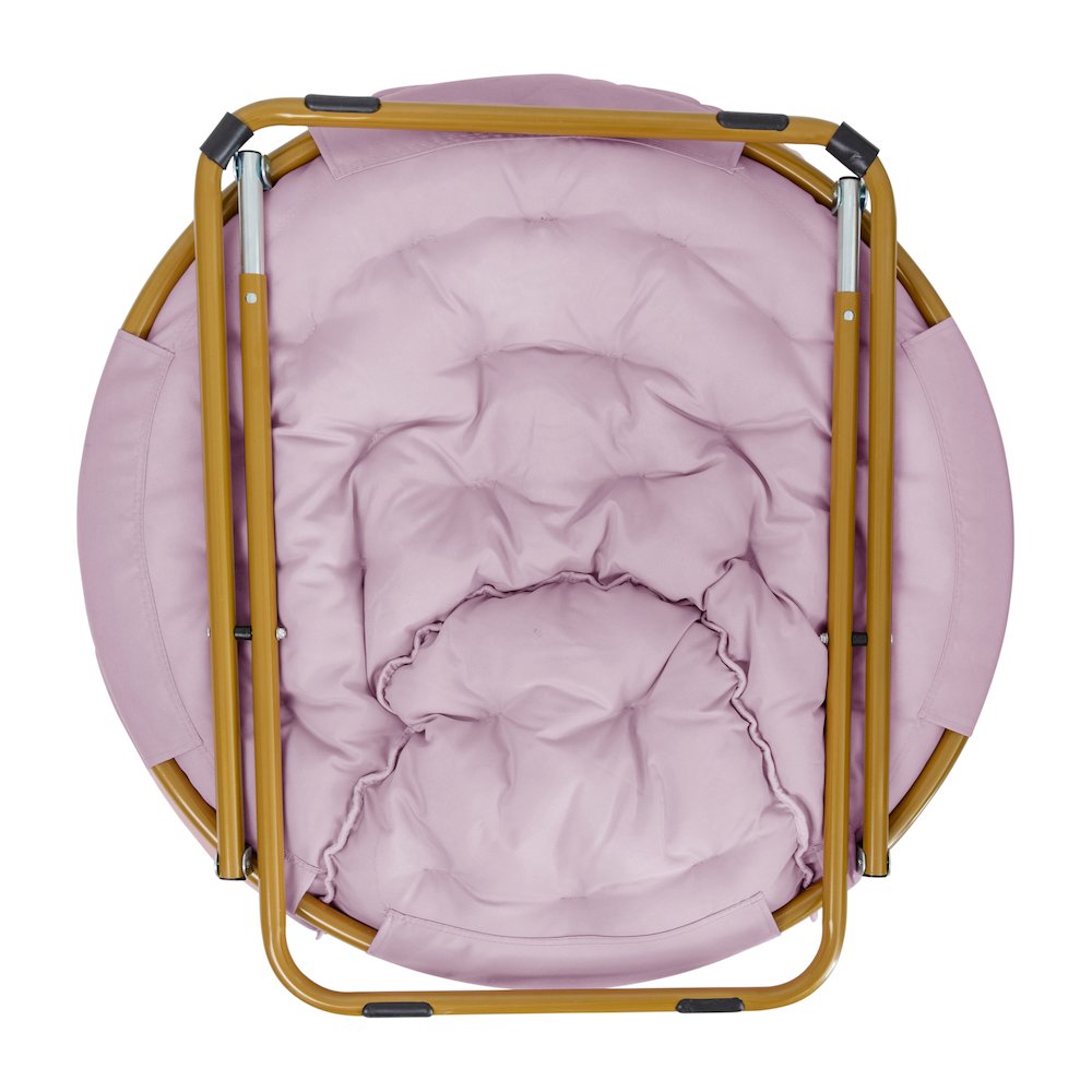 Oversized Folding Saucer Chair, Dusty Purple Fabric/ Soft Gold Frame