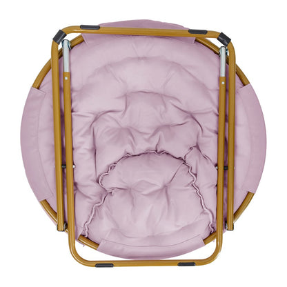 Oversized Folding Saucer Chair, Dusty Purple Fabric/ Soft Gold Frame