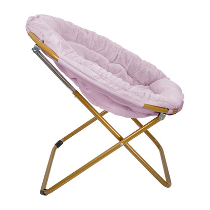 Oversized Folding Saucer Chair, Dusty Purple Fabric/ Soft Gold Frame