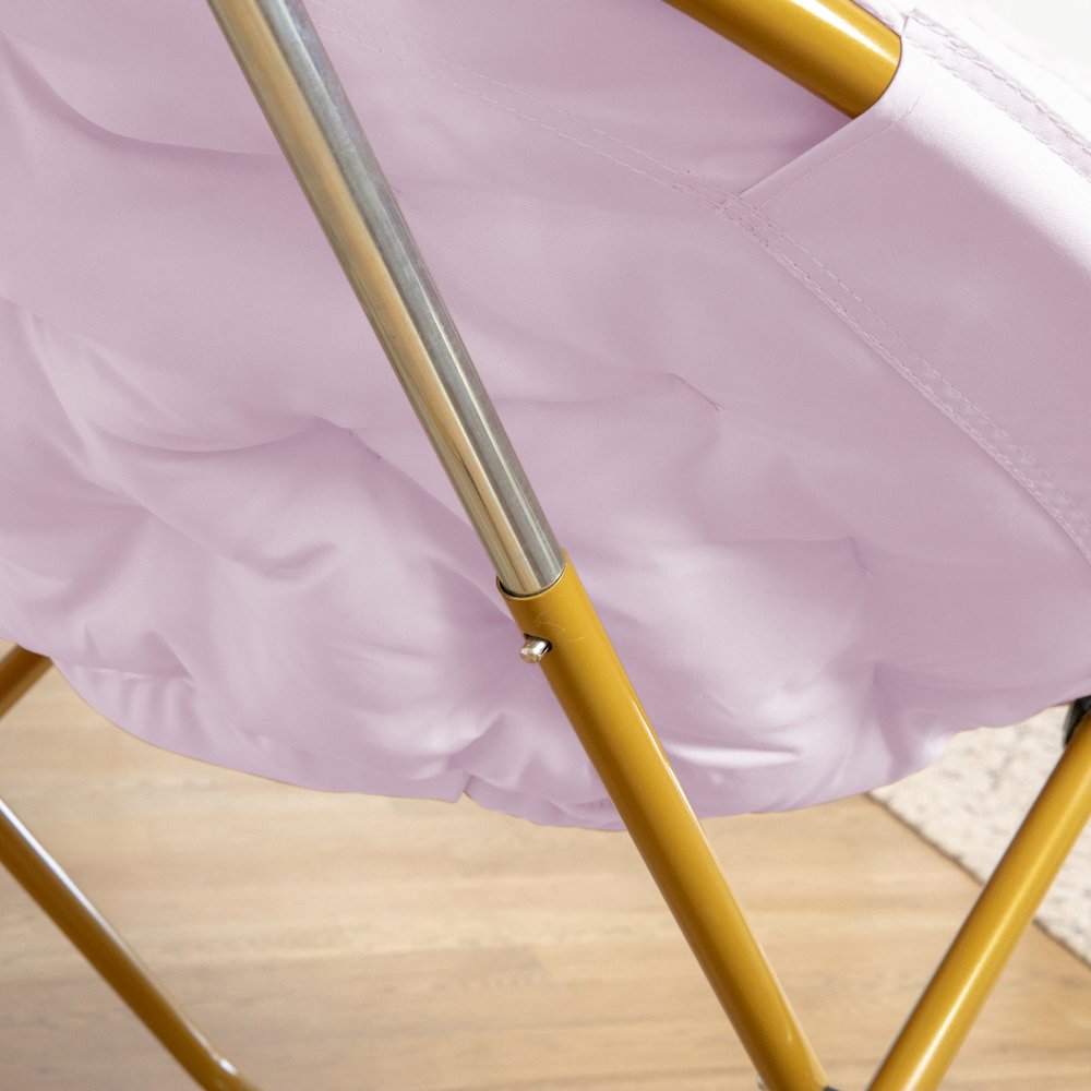 Oversized Folding Saucer Chair, Dusty Purple Fabric/ Soft Gold Frame