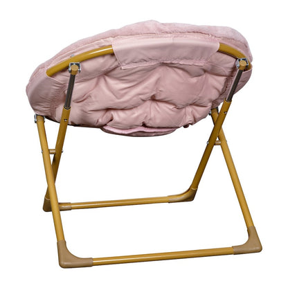 23" Kids Cozy Mini Folding Saucer Chair, Moon Chair, Blush/Soft Gold