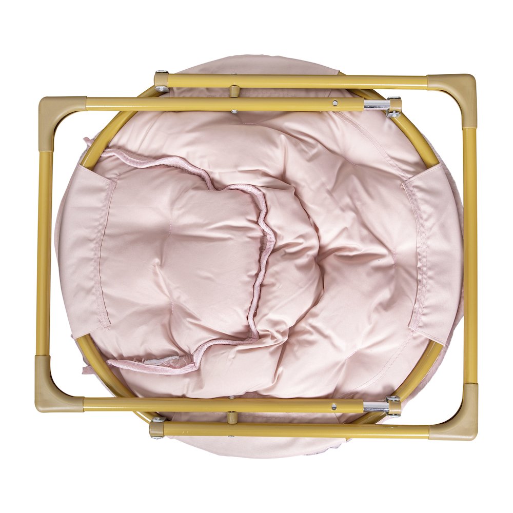 23" Kids Cozy Mini Folding Saucer Chair, Moon Chair, Blush/Soft Gold